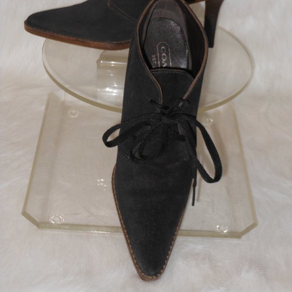 COACH BLACK SUEDE POINTED TOE LACE UP BOOTS SIZE 8.5 MEDIUM - Picture 4 of 7